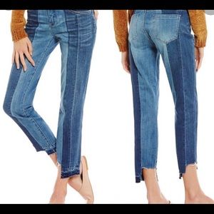 Chelsea & Violet step hem two tone jeans